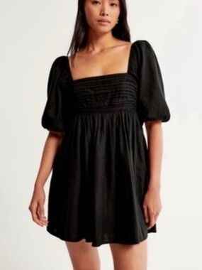 Abercrombie & Fitch Black Puff Sleeve Mini Dress